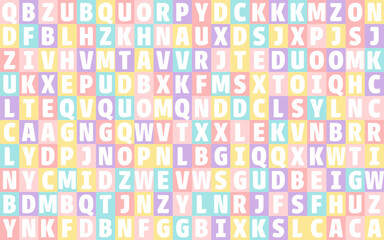 All letters of English Alphabet in colorful seamless vector Mosaic Pattern, educational design for children, kids, kindergarten wallpapers, back to school, studying English language, full ABC set