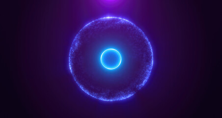 A glowing blue energy sphere made of interconnected light lines, floating in a dark background, evoking futuristic technology and digital concepts
