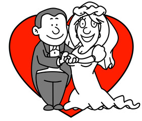 Silhouette couple embracing in red heart
