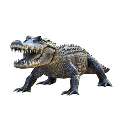 Obraz premium Large prehistoric crocodile-like creature standing on all fours in a natural setting during daylight hours