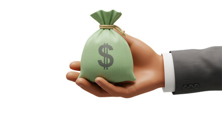 Isolated Hand Holding Money Bag