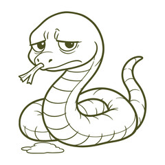  Cute Cartoon Snake with Sad Expression vector file
