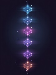 Explore Blockchain Structure With Futuristic Design Showcasing Chain Icons and Node Connections in Vibrant Gradient Colors