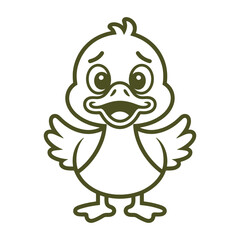 Cheerful Cartoon Duck Line Drawing vector file
