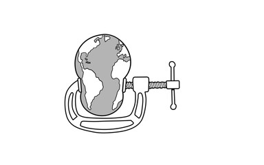 Simple gray world map on black background