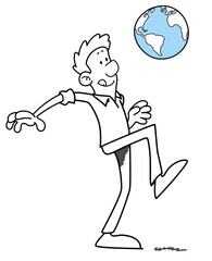 Simple light blue globe illustration on black