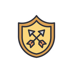 Shield With Crossed Arrows Symbolizing Defense And Security Icon Design