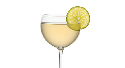 Isolated Glass of Wine with Lime