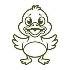 Cheerful Cartoon Duck Line Drawing vector file
