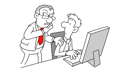 Silhouette of businessman working on computer