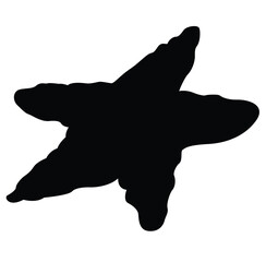 Cute cartoon hand drawn vector star fish silhouette.