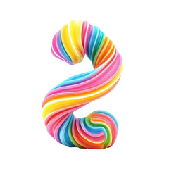 Obraz premium Colorful twisted candy shaped like the number two stands out in playful design
