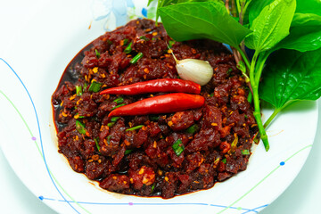 Raw beef spicy minced meat salad