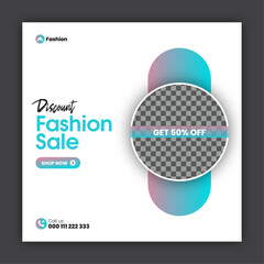 Fashion sale social media post design template or web banner design template
