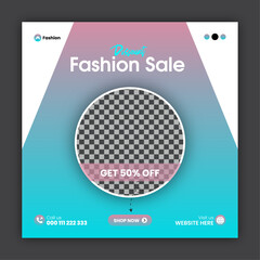 Fashion sale social media post design template or web banner design template