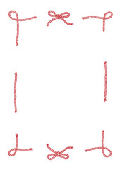 Vertical Frame of rope and corde bows with knot tied. Cowboy design trendy border template. Wild West decor for birthday, wedding, holiday, party. Vintage background for greeting cards, invitations