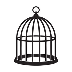 Empty Birdcage Silhouette Clipart Icon &ndash; Minimalist Vector Design

