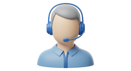 Isolated Customer Support Avatar with Headset