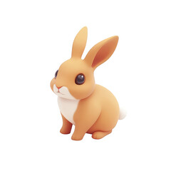 Obraz premium Adorable orange cartoon bunny rabbit sitting cute 3d render illustration digital art graphic design element perfect for childrens books websites apps and on transparent background