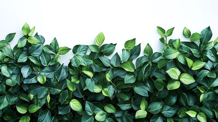 Obraz premium Lush green leaves against white background creating a nature inspired botanical composition