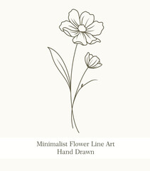Naklejka premium Minimalist Line Art Daffodil Flower