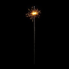 A lit sparkler is shown on a black background