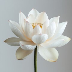 A white flower with pink petals and a yellow center