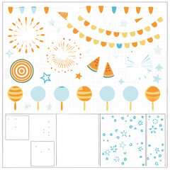 Summer Festival Fireworks and Lanterns &ndash; Vibrant Celebration Vector Illustration

