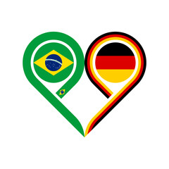 friendship concept. heart symbol icon of brazil and germany flags. vector illustration isolated on white background