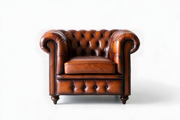 Luxurious Brown Leather Chesterfield Armchair Classic Design and Comfort
