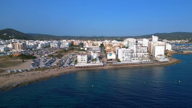 5.6.25 san antonio esp, Cafe Mambo in ibiza. Perfect aerial view flight drone
