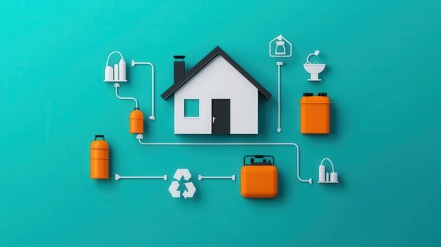 infographic showing ecoaccommodation lifecycle, from construction to operation, sustainable icons and timeline