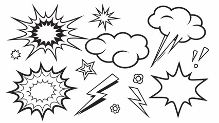 Comic Book Elements: Explosion, Speech Bubbles, Lightning Bolts – Design Assets for Graphic Novels & Comics