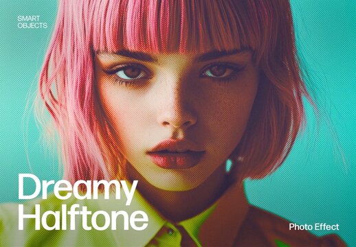Dreamy Halftone Photo Effect Template for Retro Pop Art & Vintage Comic Print Texture