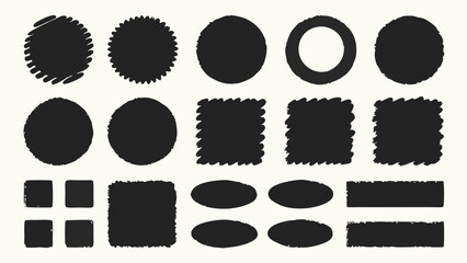 Versatile Black Shape Collection: Circles, Squares, Rectangles, and More for Design Projects