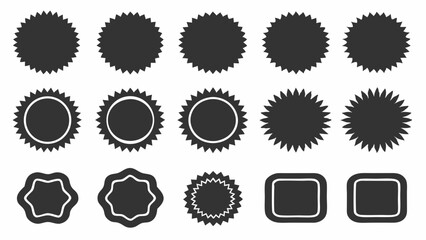 Fototapeta premium Versatile Black and White Circle and Starburst Stickers: Design Elements for Branding & Crafts