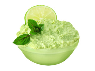 Avocado Guacamole  isolated on white background