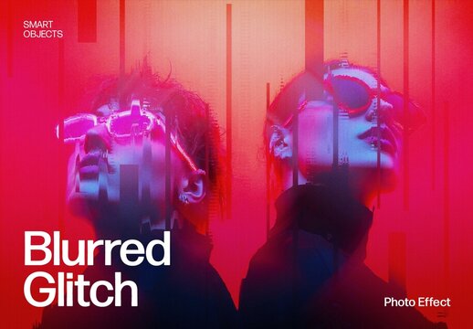 Vertical Glitch Photo Effect Template