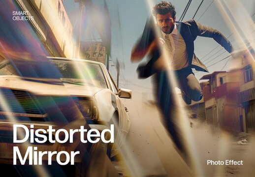 Distorted Mirror Photo Effect Template for Broken Mirror & Abstract Glass Reflection Style