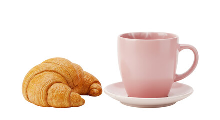 Isolated Croissant and Coffee Cup