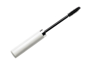 mascara wand white background applicator brush used for coating eyelashes cosmetic tool beauty product close-up black bristles transparent background