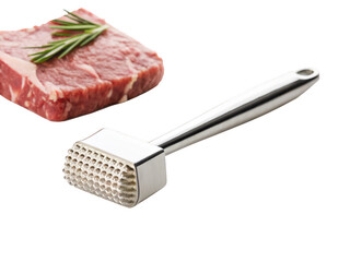 meat tenderizer white background mallet or hammer with textured surface used to soften meat before cooking kitchen prep tool steel or wood transparent background