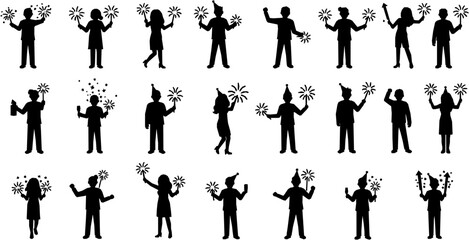 PARTY FIREWORKS celebration silhouette vector
