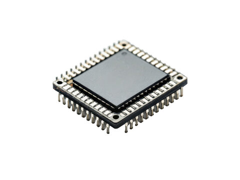 microcontroller white background compact integrated circuit board used for embedded systems and automation electronics component Arduino-type chip transparent background