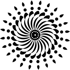 Abstract black and white floral mandala design