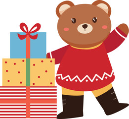 Fototapeta premium teddy bear with gift box