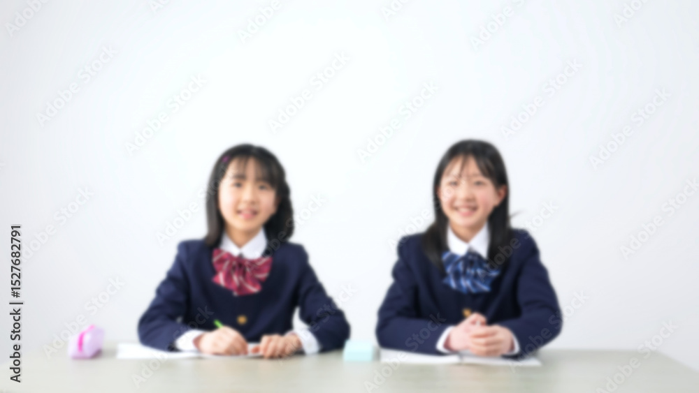 Poster 教室で授業を受ける女子小学生のグループ　イメージ映像向けぼかし画像