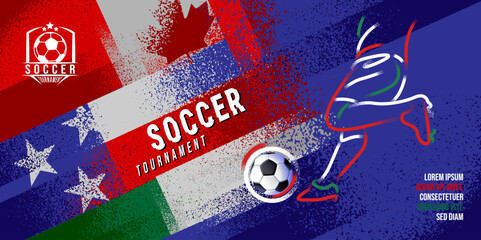 Grunge vector poster for Soccer Tournament 2026 featuring dynamic brush textures