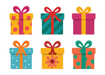colorful gift box set illustration