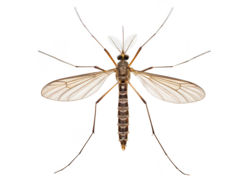 mosquito animal white background small flying insect with long proboscis known for biting and spreading diseases common pest close-up transparent background